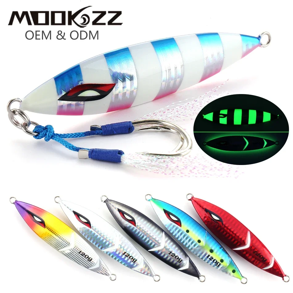 MOOKZZ Metal SLOW Jigjing Fishing Lure BIG Weight 60G/80G/100G/120G/150G/200G/250G Sea Boat Sinking Lures