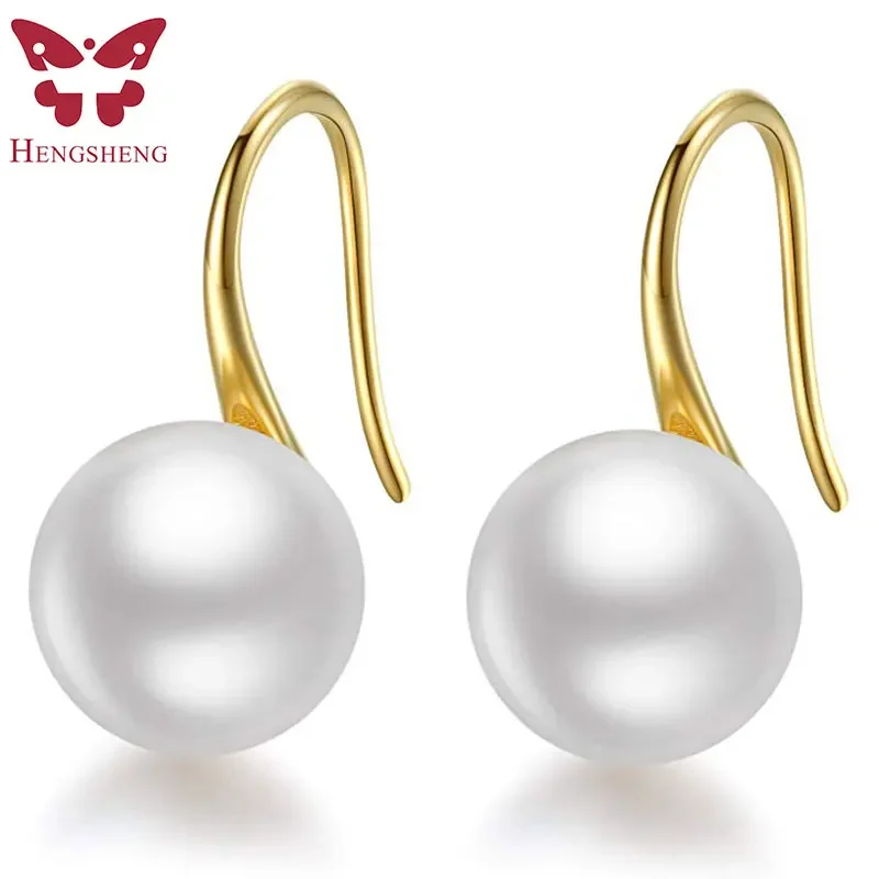 White 8-9mm Cultured Freshwater Pearl Earrings For Women 925 Sterling Silver Freshwater Cultured Pearl Drop Dangle Hook Earring