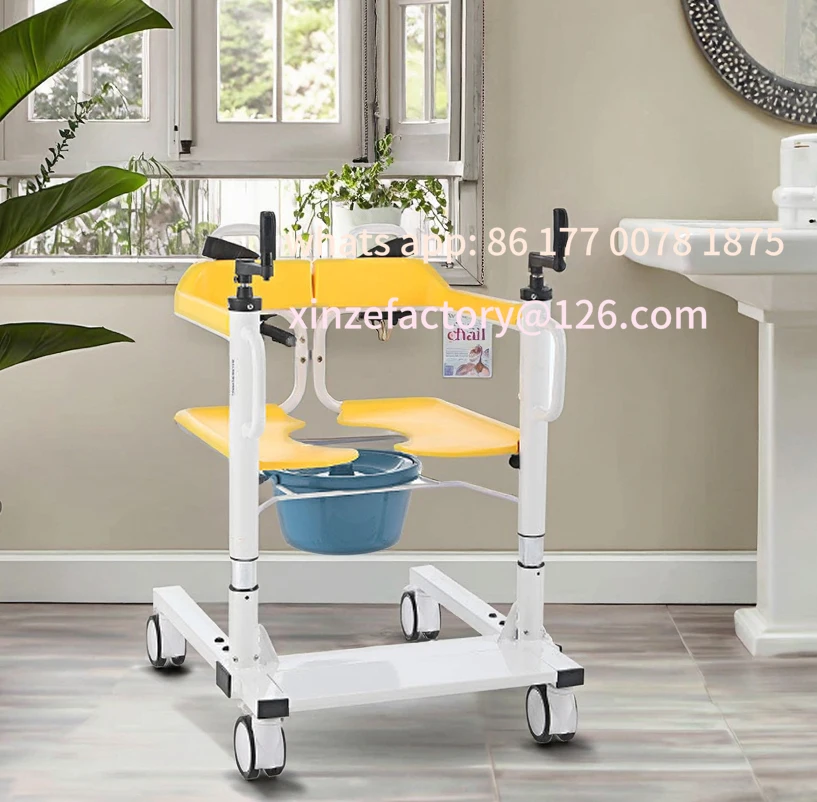 Customizable the elderly mobility aids folding care lift wheelchair bedside transport manual toilet transfer chair with toilet