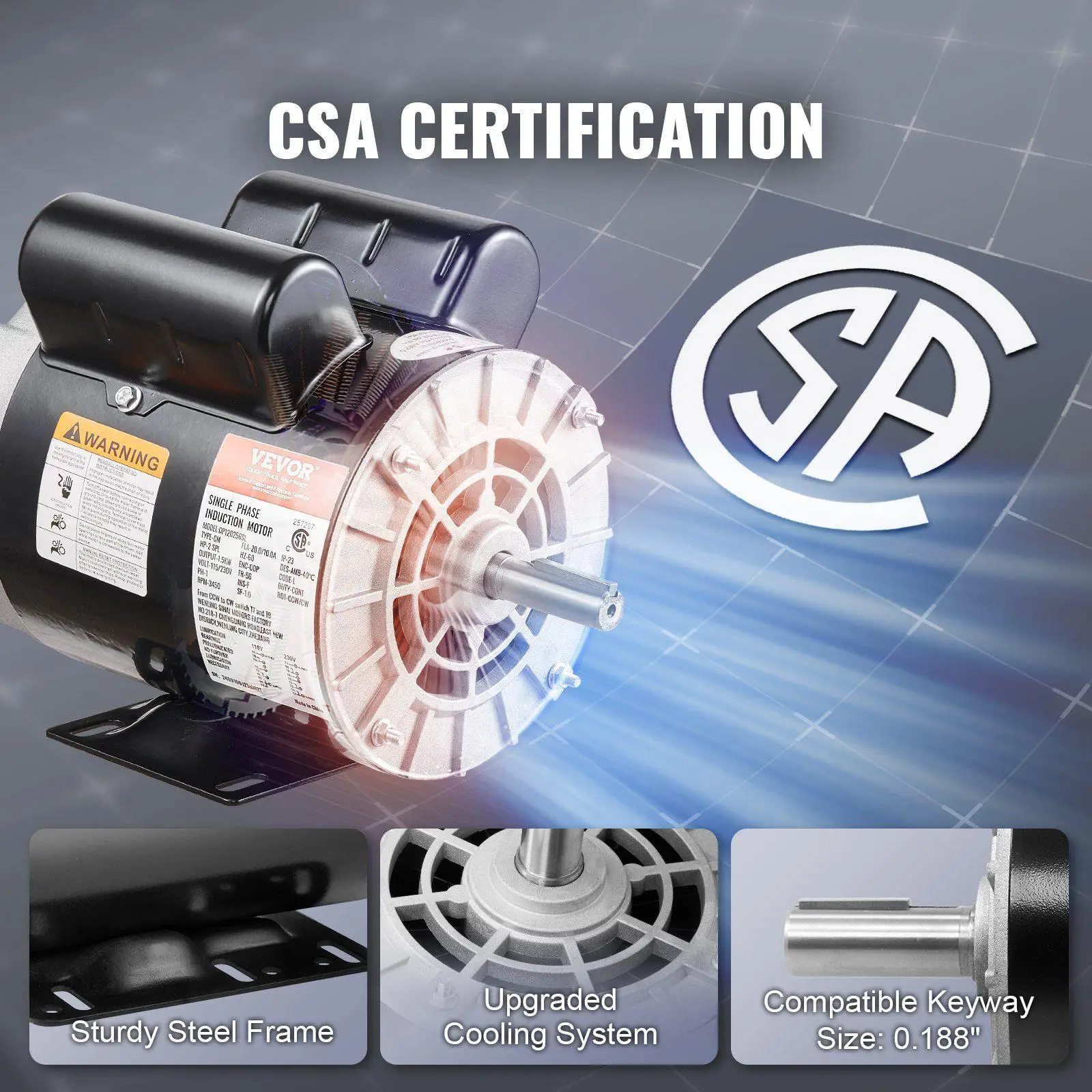 2HP 56 إطار 3450 دورة في الدقيقة 115/230 فولت CWCCW دوران محرك تيار متردد للمضخات والضواغط #5