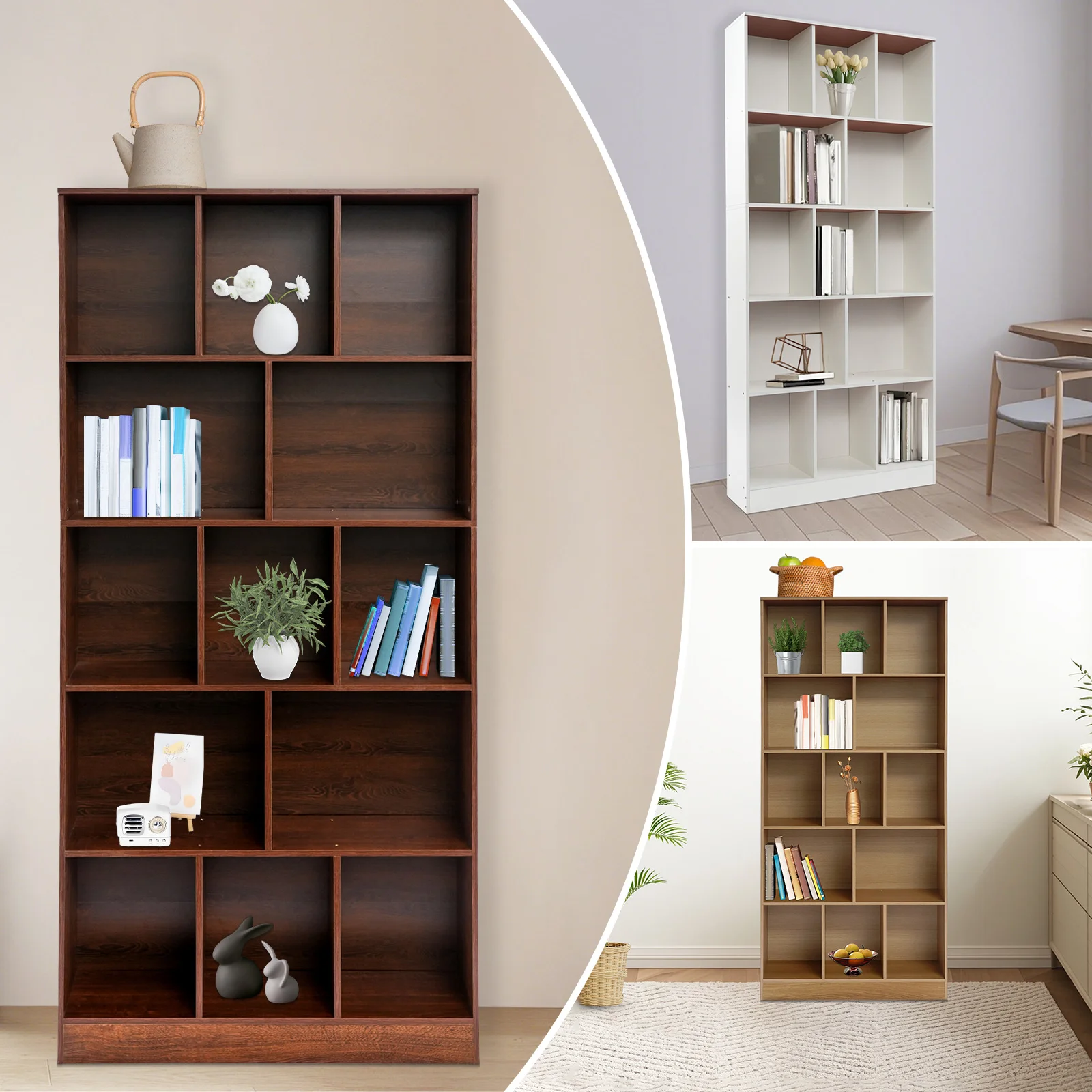 5-stufiges Standregal, Bodenstehendes Bücherregal, Vitrine, Aufbewahrungsregal 80*24*180cm