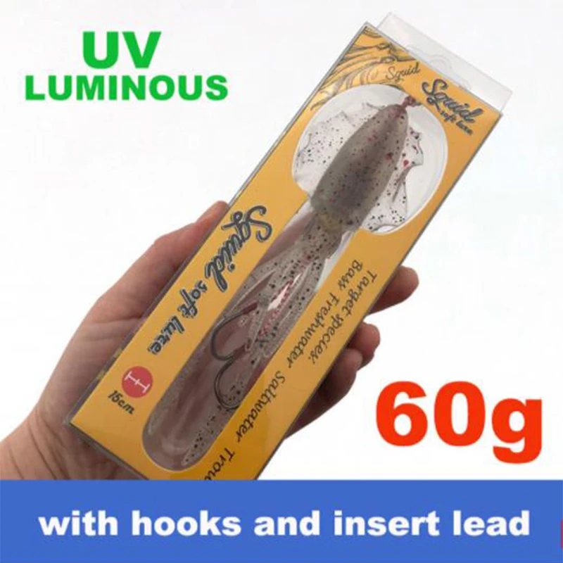 ZUKIBO Squid Soft Fishing Lure 60g Octopus Jig Lure Silicone Luminous Artificial Bait Wobblers for Pike Bass Trout — zdjęcie 3