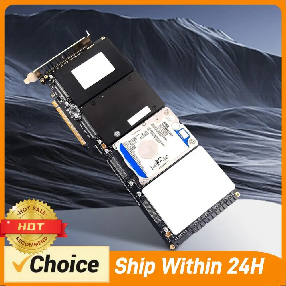 4-Port U2 NVME 2.5Inch SATA SSD Adapter Card Motherboard Support PCIe X4x4x4x4 Bifurcation U.2 PCIe Adapter for PC