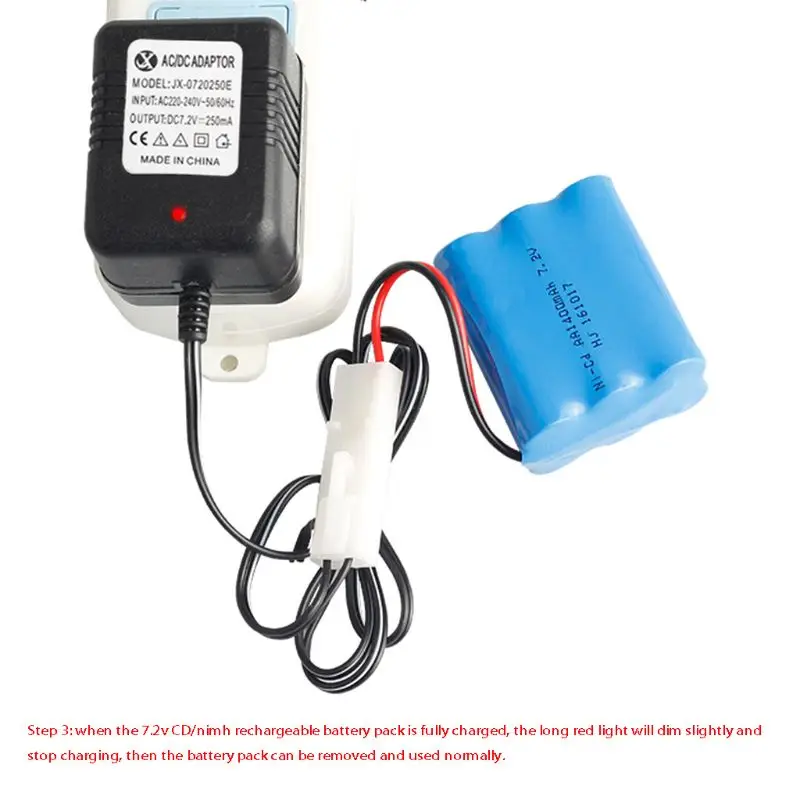 for Smart Charging Adapter for 7.2V Ni-Cd Ni-MH Battery with KET-2P Plug for RC Remote Car Durable D46B