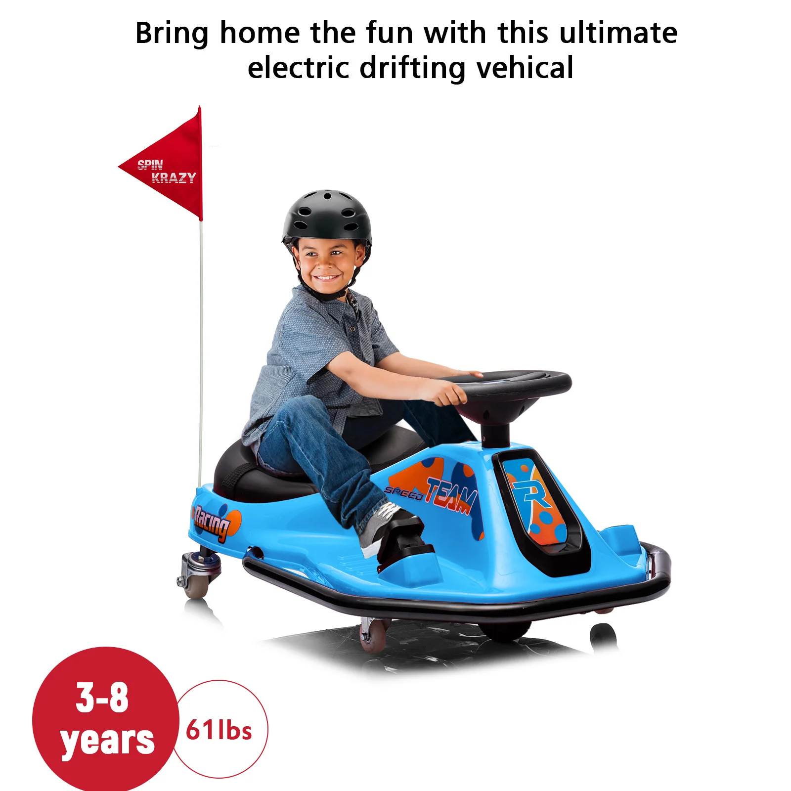 24V Electric Go Kart, 7Ah Drifting Car，Battery Powered Ride on Car Outdoor with 360 Degrees Rotating, Simplified Drift System