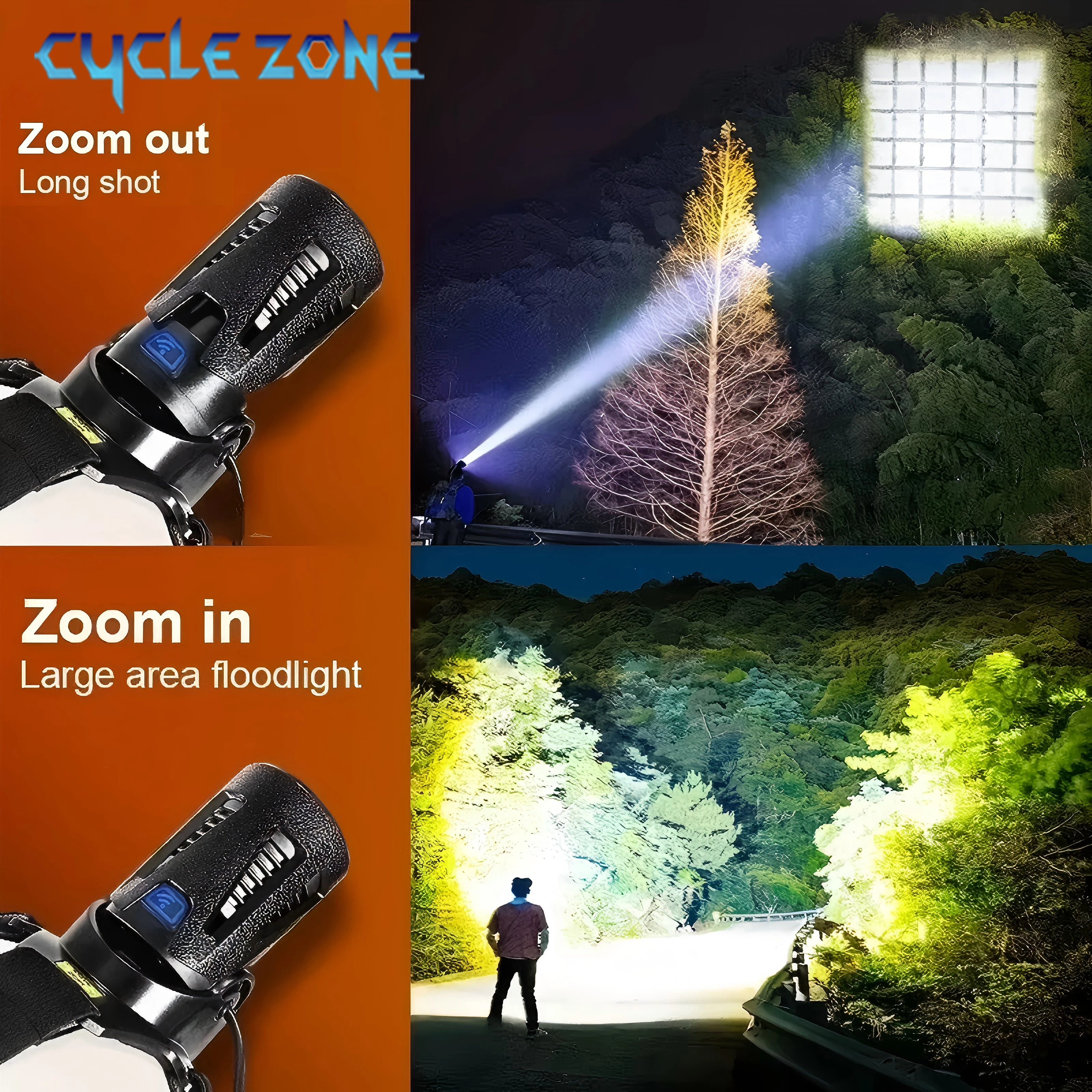 強力な XHP360 ヘッドランプズーム可能なセンサーヘッド - Outdoor Adventure Zone のレビューと価格