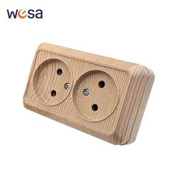 WESA Wooden Paint Wall Surface 2 Socket Plug Exterior Electrical Outlets Not Ground Outdoor Power Socket Flame Retardant Paint