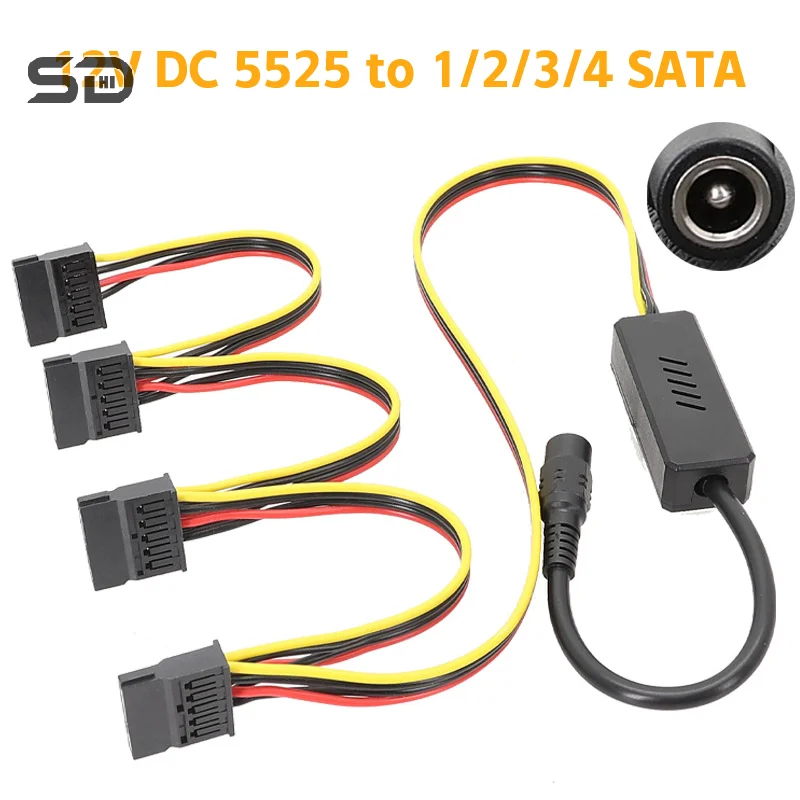 DC 5525 To SATA Hard Drive Power Supply Cable DC 12V To 4Pin Molex HDD Cable Step-down Voltage Regulator