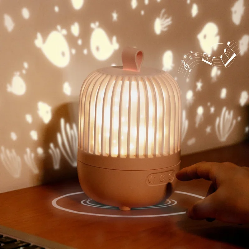 LED Starry Sky Rotating Music Projector Lamp USB Charging Girl Birthday Gift Atmosphere Projector Lamp Bedroom Decoration