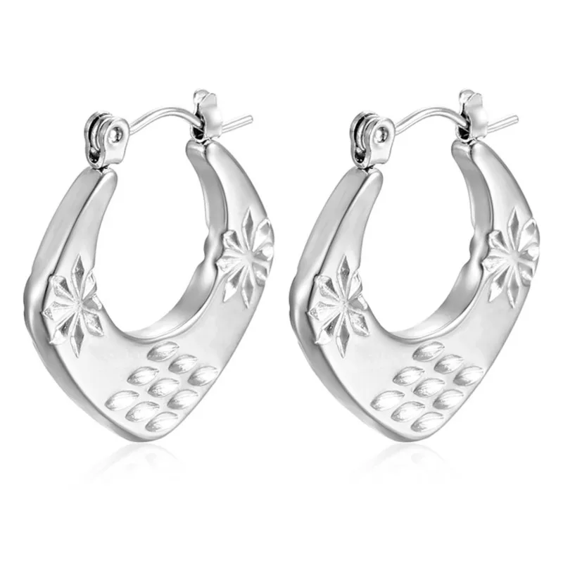 316L Stainless Steel 2 Pieces Irregular Circle Wrinkle Pattern Earring for Women Unique Jewelry Gifts Wholesale