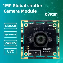High-Speed HD 1 Million Pixel USB Monochrome Camera Module 240FPS Global Exposure Shutter Motion Capture for Electronics