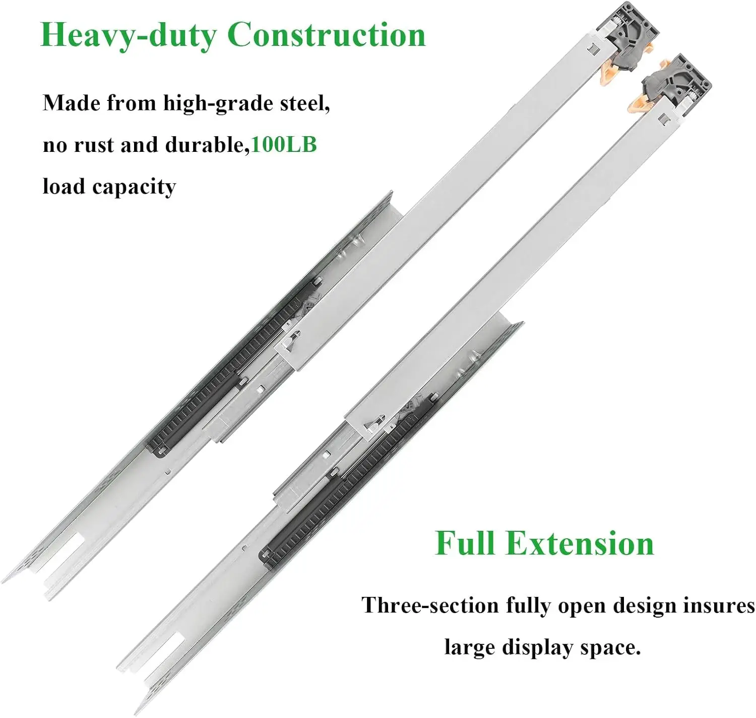 6 Pairs of 21 Inch Undermount Bottom Mount Soft Close Drawer Slides Full Extension 100LB Capacity Drawer Rails Including