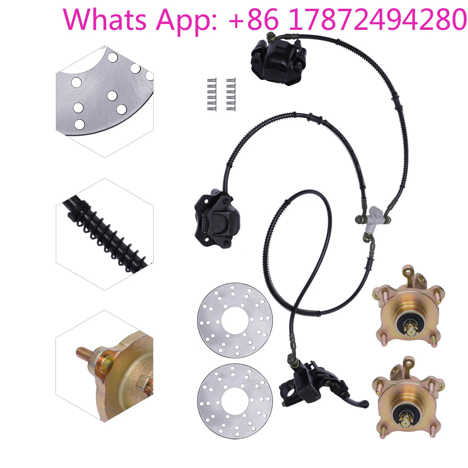 Good Value Front Disc Brake Conversion Kit with Front Brake Disc Rotor/Caliper/Rim Hub/Spindle for ATV Motorcycle