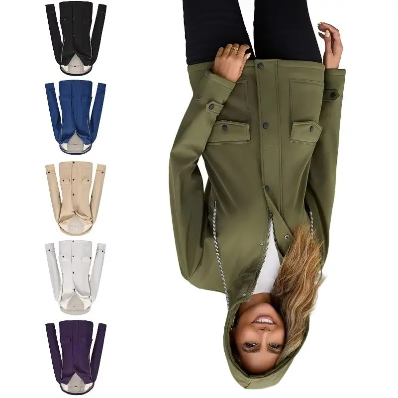 

Новая женская демисезонная куртка-тренч с капюшоном, флисовая водонепроницаемая куртка на молнии с длинными рукавами, европейские и американские размеры