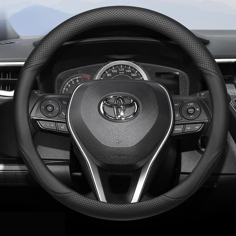 For Toyota Avalon Camry Corolla Highlander Allion RAV4 Interior O Shape Steering Wheel Cover Brain Shell Car Accessories Leather