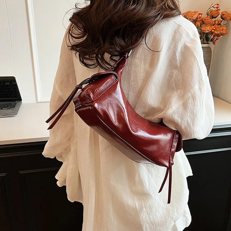 

Temperament Casual Punk Underarm Bag Retro Double Pocket Y2K Armpit Bag Minimalist Solid Color Pillow Handbag Travel