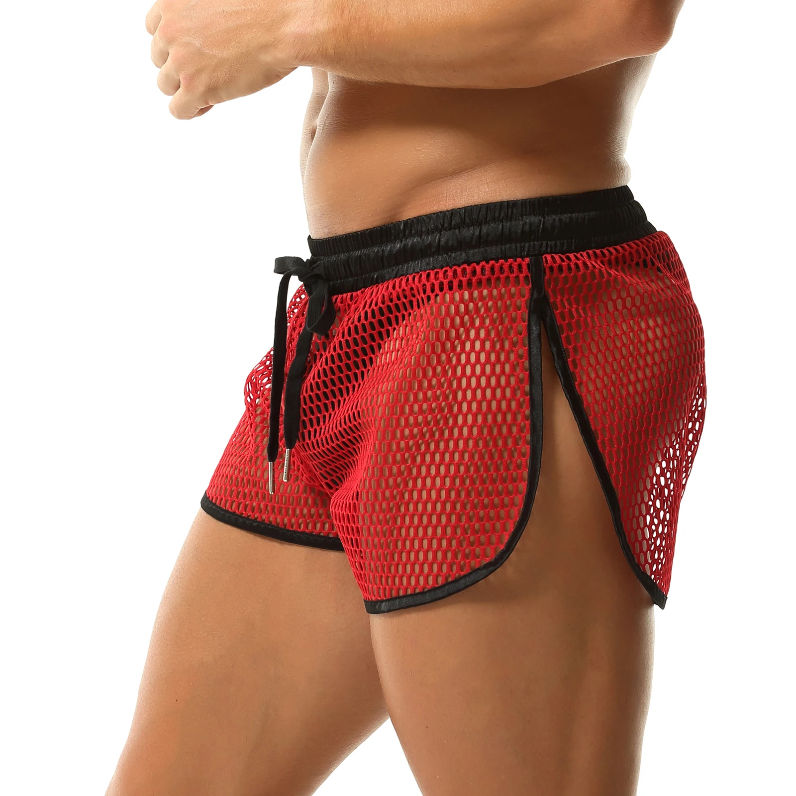 الرجال مثير انظر من خلال السهم السراويل شبكة صيد السمك الشرج شفافة الرجال جذوع شبكة الجوف الجانبين مفتوحة فضفاض سراويل بوكسر تنفس #1