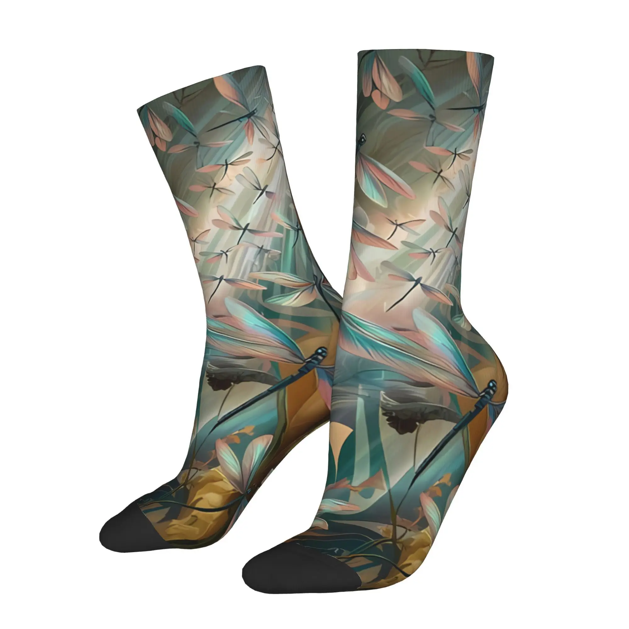 

Красочные дизайнерские носки со стрекозой, мужские и женские осенние чулки в стиле хип-хоп