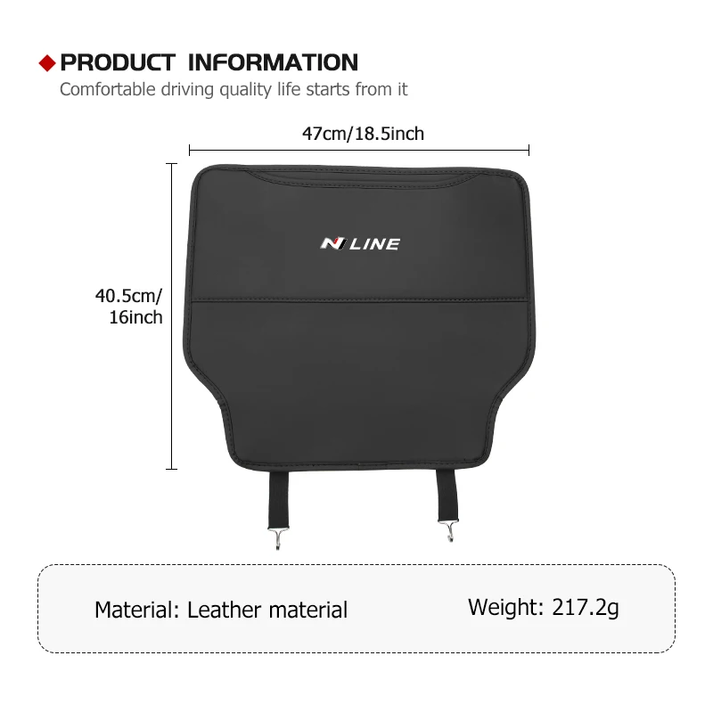 Car Leather Back Seat Children Anti-Kick Mats Anti-Dirty Pad For Hyundai N Line i20 i30 Sonata Tucson Azera Elantra Veloster - view 6