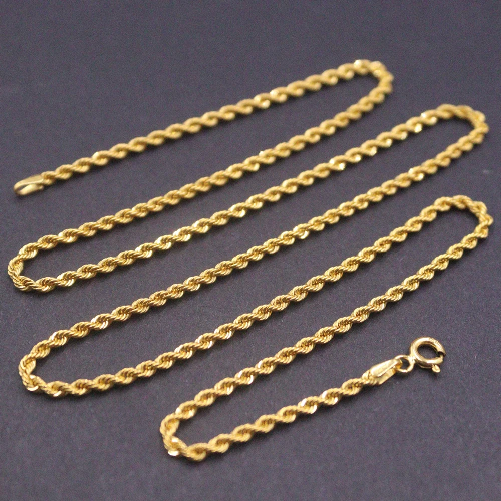 

Real 18K Yellow Gold Chain For Women 2mm Twist Rope Chain 20inch Length/Gold Weight 3.1g