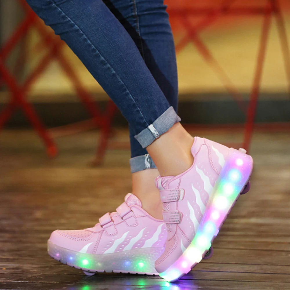 New Led Roller Sneaker scarpe da pattinaggio Outdoor Kids staccabile 2 ruote Blade Leisure scarpe sportive traspiranti Led Light Gear Blink