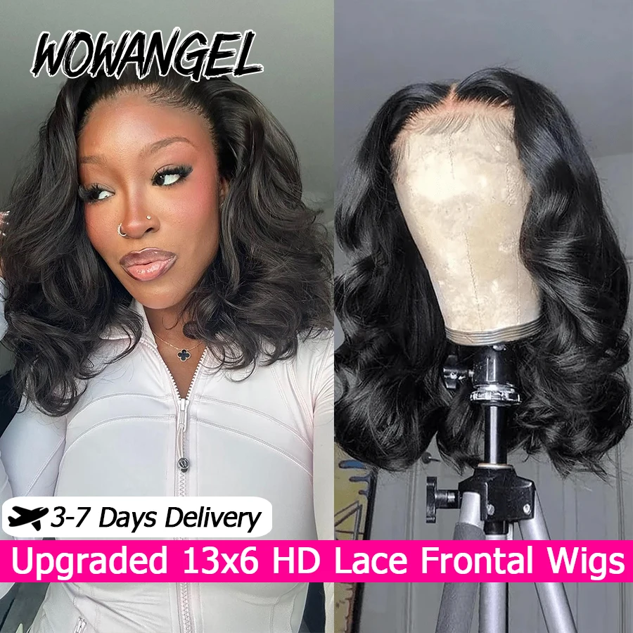 WOWANGEL Body Wave Kurze Bob-Perücken 13x6 HD Lace Frontal Perücken Vorgezupfte Hautähnliche HD Lace Full Frontal Echthaar-Perücken für Frauen – Detail 1