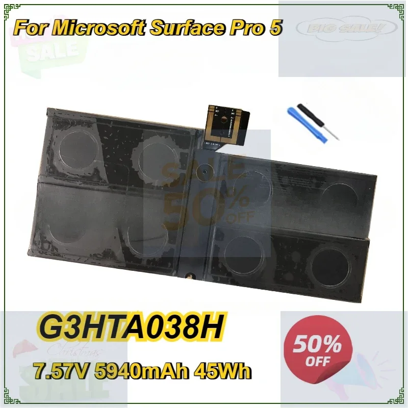 

New G3HTA038H DYNM02 Laptop Battery for Microsoft Surface Pro 5 1796 Pro 6 1807 1809 12.3'' Series Tablet 7.57V 5940mAh/45Wh