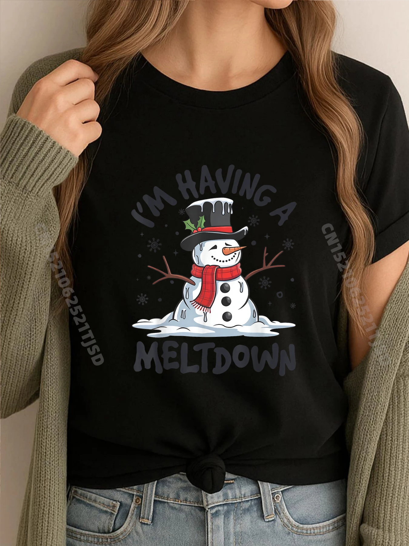 

I M Having A Meltdown Snowman Рождественские футболки с рисунком Женские футболки Женщина Geek