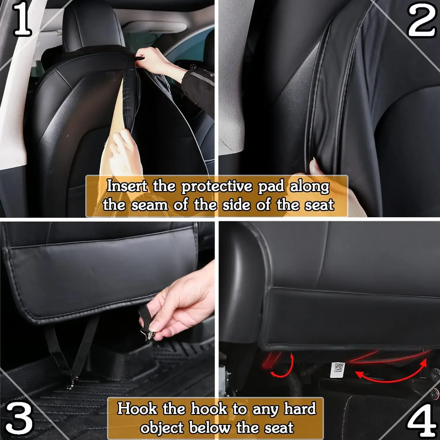 Rear Seat Anti Kick Pad For Tesla Model 3 Highland 2024, Child Feet Kick Mats Seat Cover Waterproof Protection for Stain Scratch