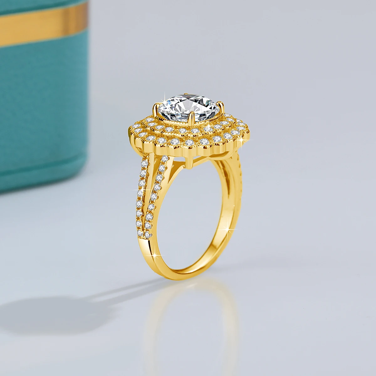 Große Moissanit-Diamantringe für Frauen, 925 Sterling Silber Halo-Ehering, Edle Schmuckverpackung mit GRA-Zertifikat – Detail 7