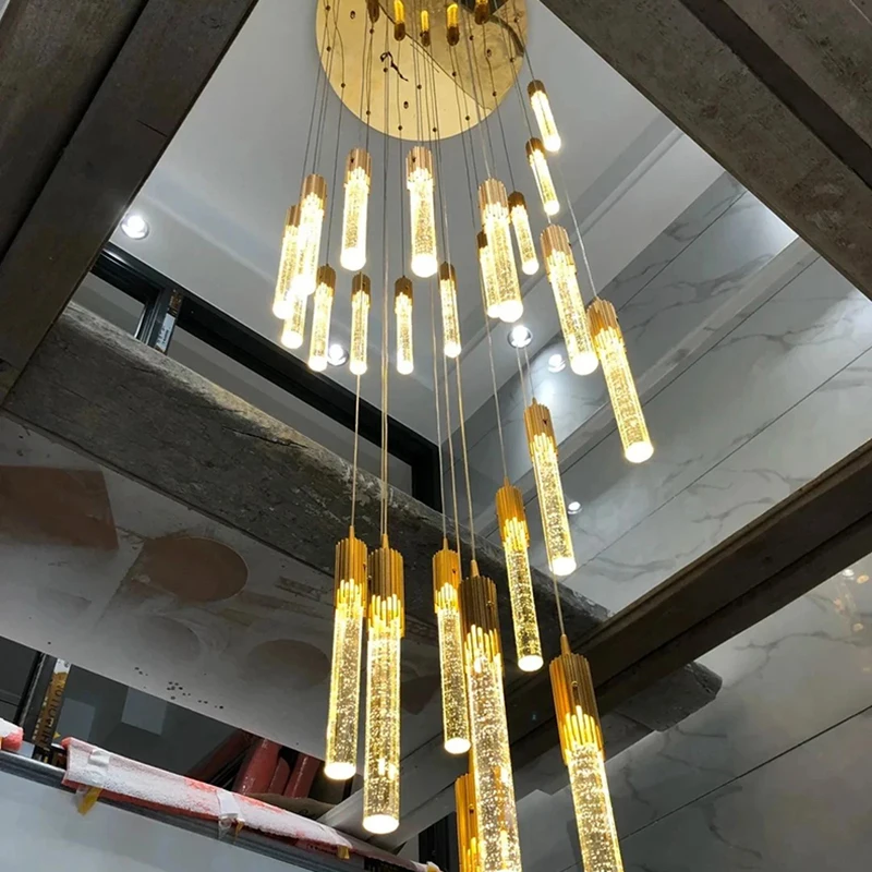 Nordic home decoration crystal chandeliers, staircase chandeliers, living room chandeliers, indoor lighting