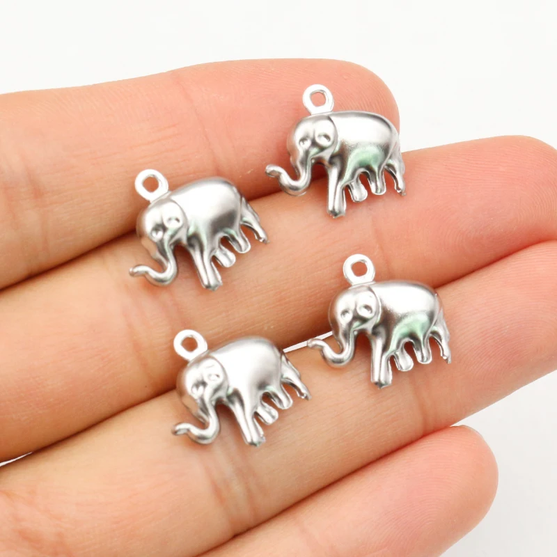 30pc/lot 15x14mm Elephant Charms 316 Stainless Steel Elephant Cute for necklace pendant charms diy jewelry making