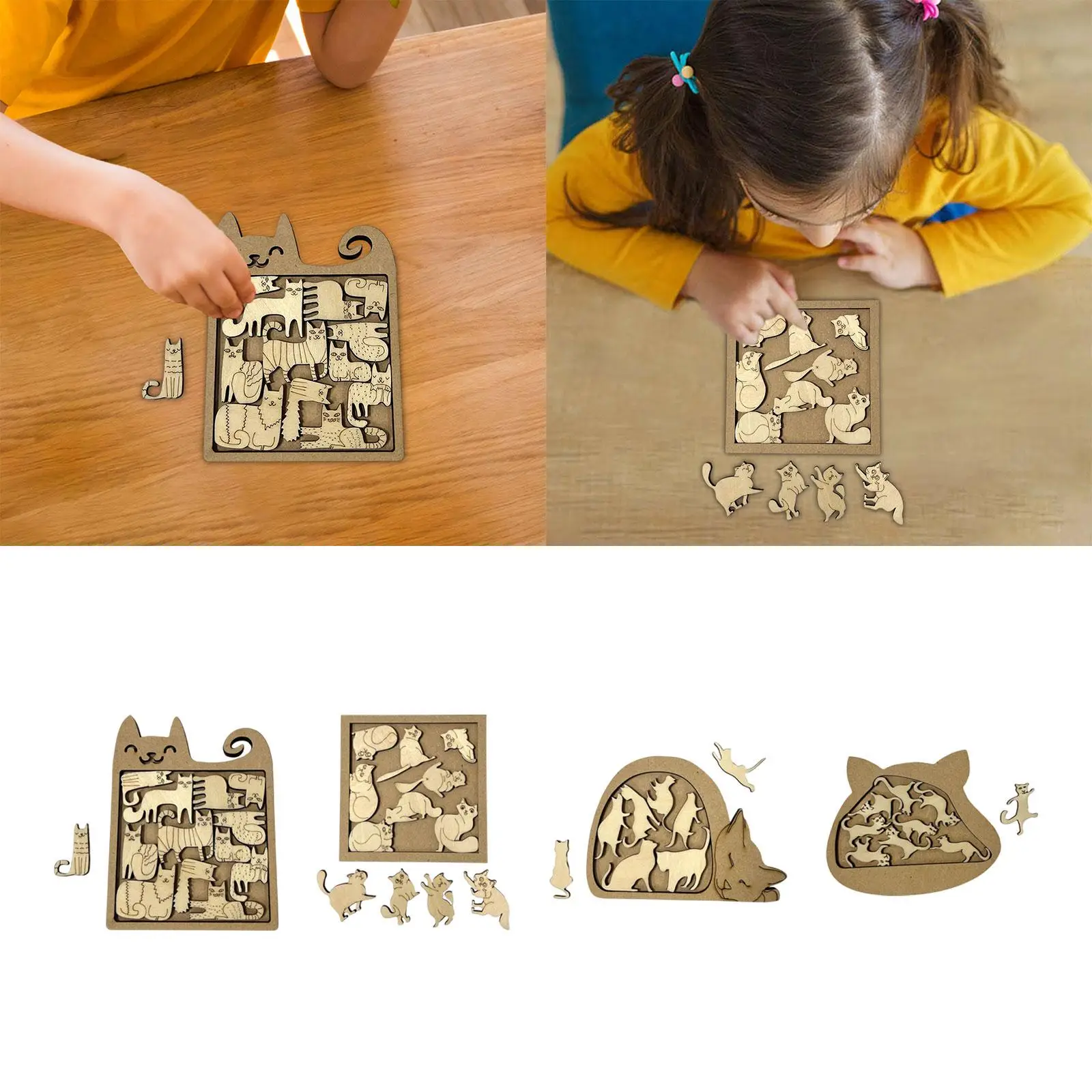 Cat 3D Wooden Puzzle Toy Montessori Toys Challenging Puzzle Problem Solving