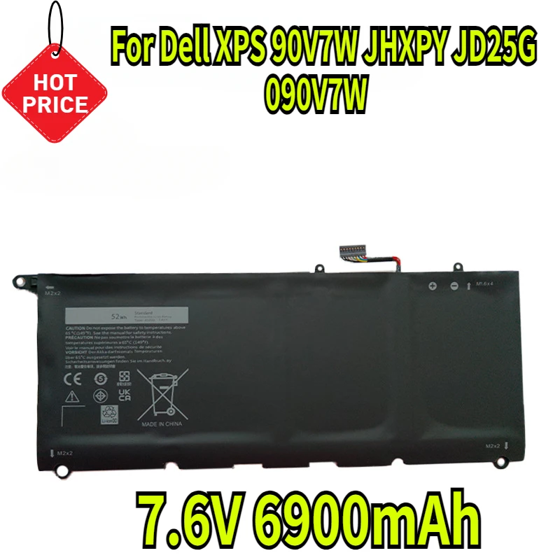 7.6V 6900mAh 90V7W JHXPY JD25G 090V7W Laptop Battery for Dell XPS 13 9343 XPS13 9350 13D-9343 P54G 0N7T6 5K9CP RWT1R 0DRRP