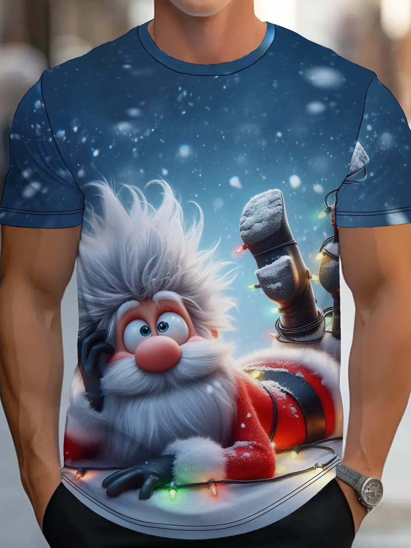 

Santa Claus 3D Print Men's T Shirt Casual O-neck Short Sleeve Top New Year Party X'mas Tees Fashion Loose Christmas Men Clothing
