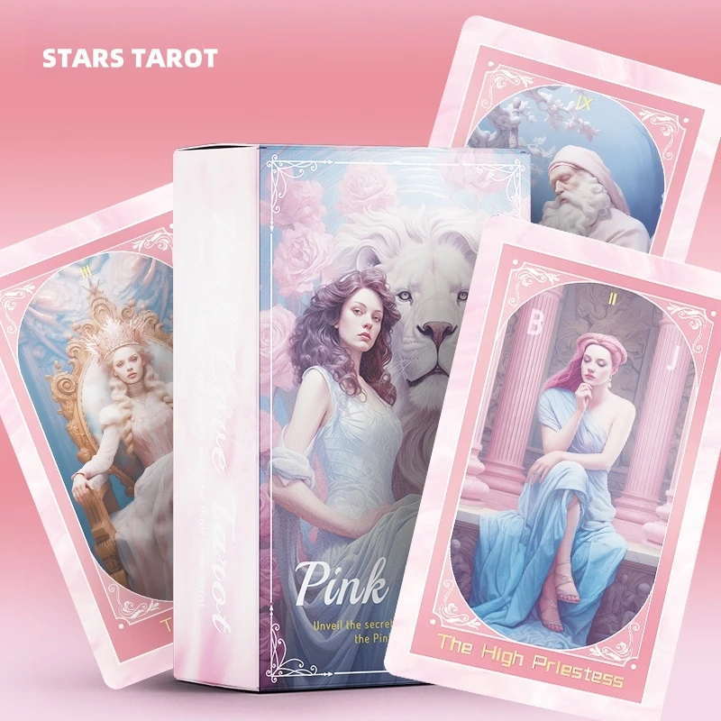 Romantic Pink Love Tarot Cards Original 12x7cm Divination Oracle Rider Waite with Guidebook PDF Spanish English Russian Japanese