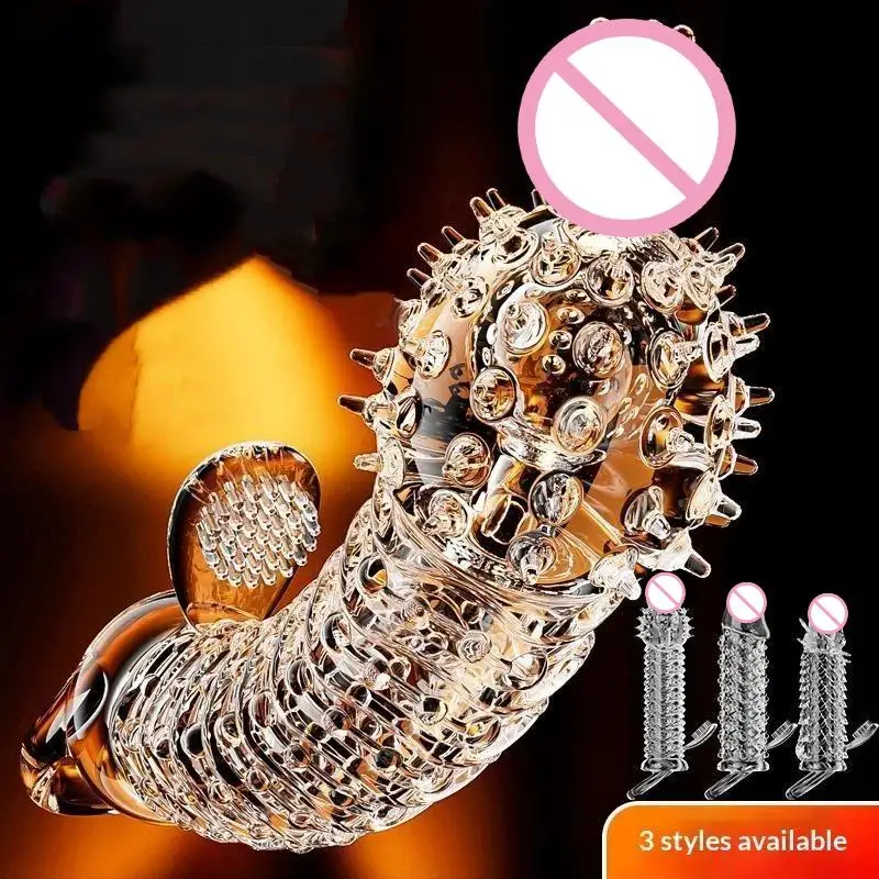 Hoyytu 1Pcs Reusable Silicone Penis Enlarger Delay Condoms Realistic Penis Extension Cock Sleeve For Men Dildo Enhancer Sex Toys - view 3