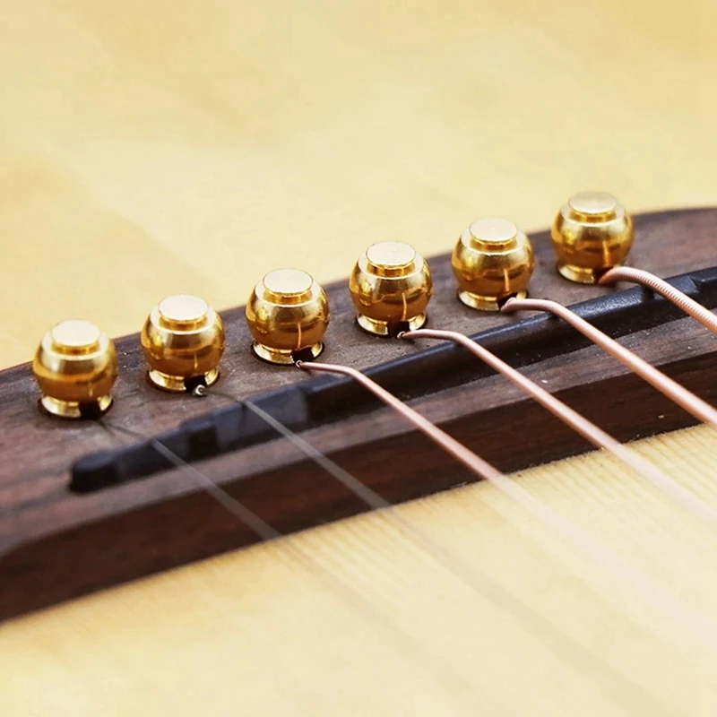 A64T Acoustic Guitar Bridge Pins Set with Bone for Nut Saddle, Brass Pins with Abalone Dot for Martin for Taylor Replacement