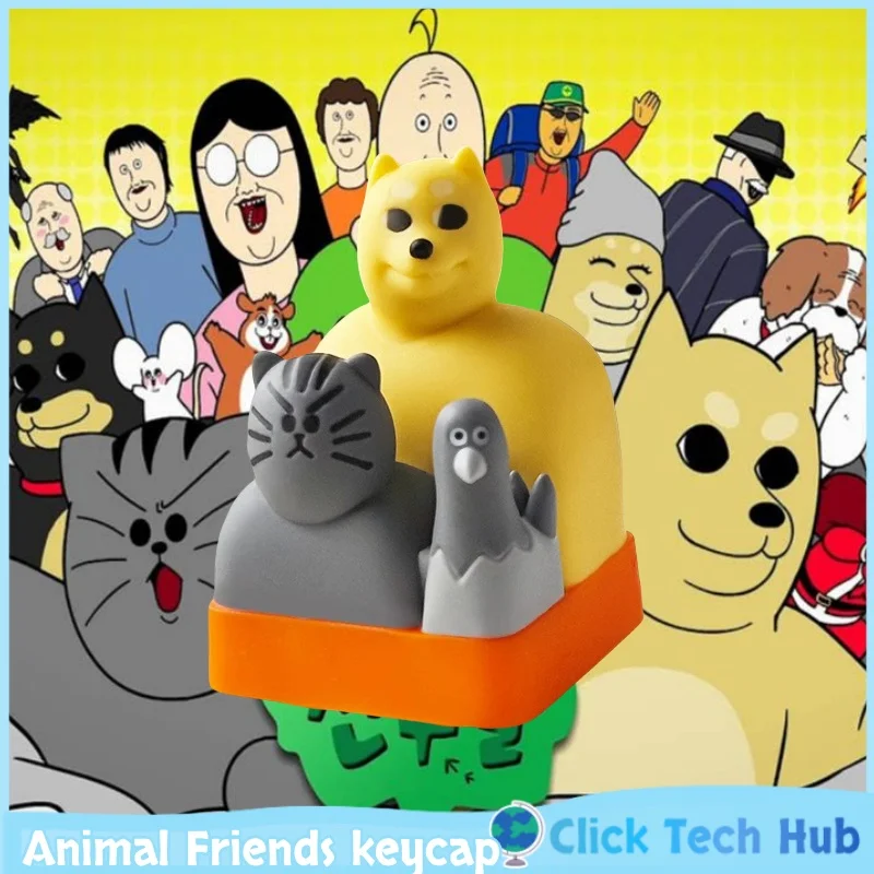 

Animal Friends Funny Abstract keycap Personality Resin Mechanical Keyboard Two Dimensional Keycaps Gift Office Esc Cute Key cap