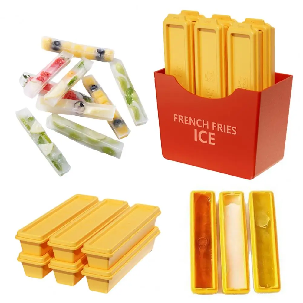 

Refrigerator Magnet Ice Cube Mold French Fries Shape Ice Tray BPA Free Ice Pop Mold Creative Popsicle Maker DIY Kitchen Tools