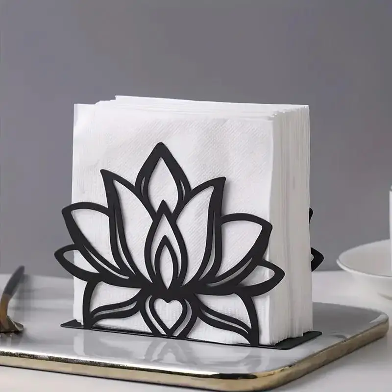 New 1pc Elegant Metal For Flower Napkin Holder - Stylish Kitchen & Dining Tabletop Accessory,Ideal For Home And Restaurant Use