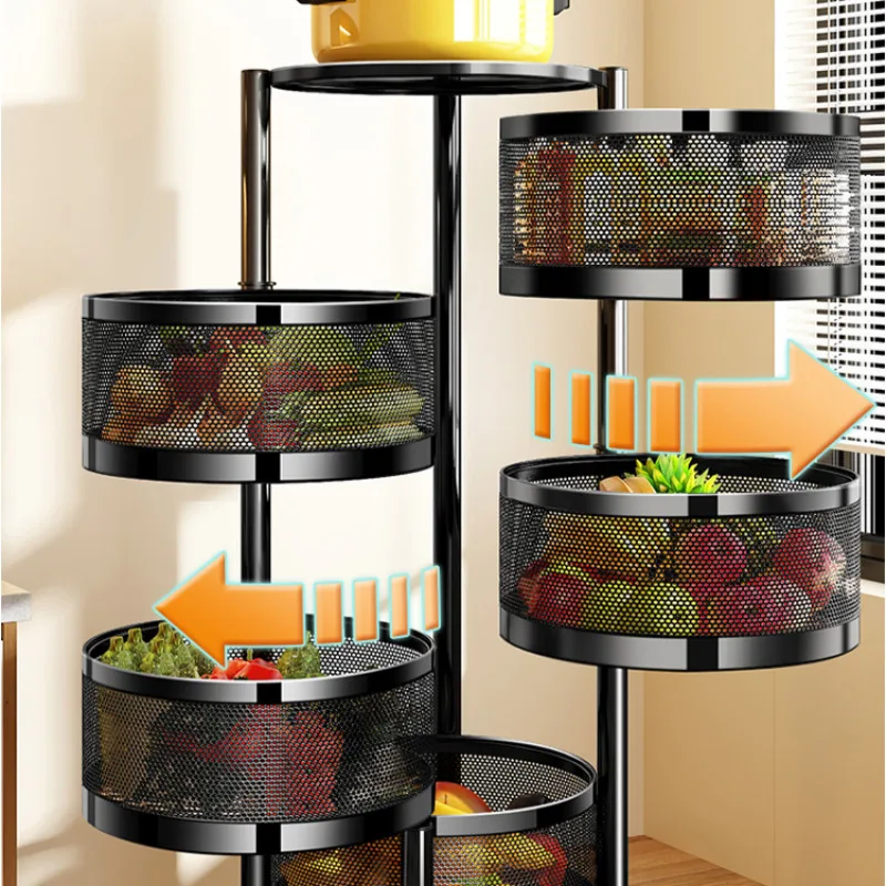 

Rotating Multi Tier Storage Rack Freestanding Vertical Organizer Shelf Round Space Saving Rack for Kitchen Bathroom Home