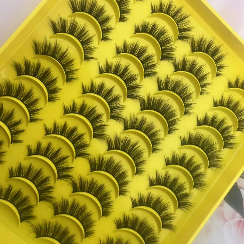 20 pairs of false eyelashes with short front and long back, repeatedly used with distinct roots