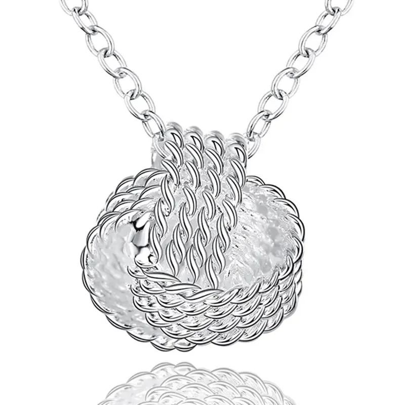 SHSTONE 925 Sterling Silver Necklace Yarn Ball Pendant 16-30 Inch Chain Necklaces Women's Fashion Wedding Party Jewelry