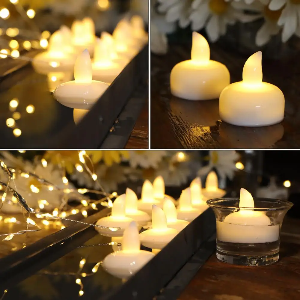 1 Set Electronic Candle Lamp Reusable Decorative Plastic Floating LED Candles Lamp