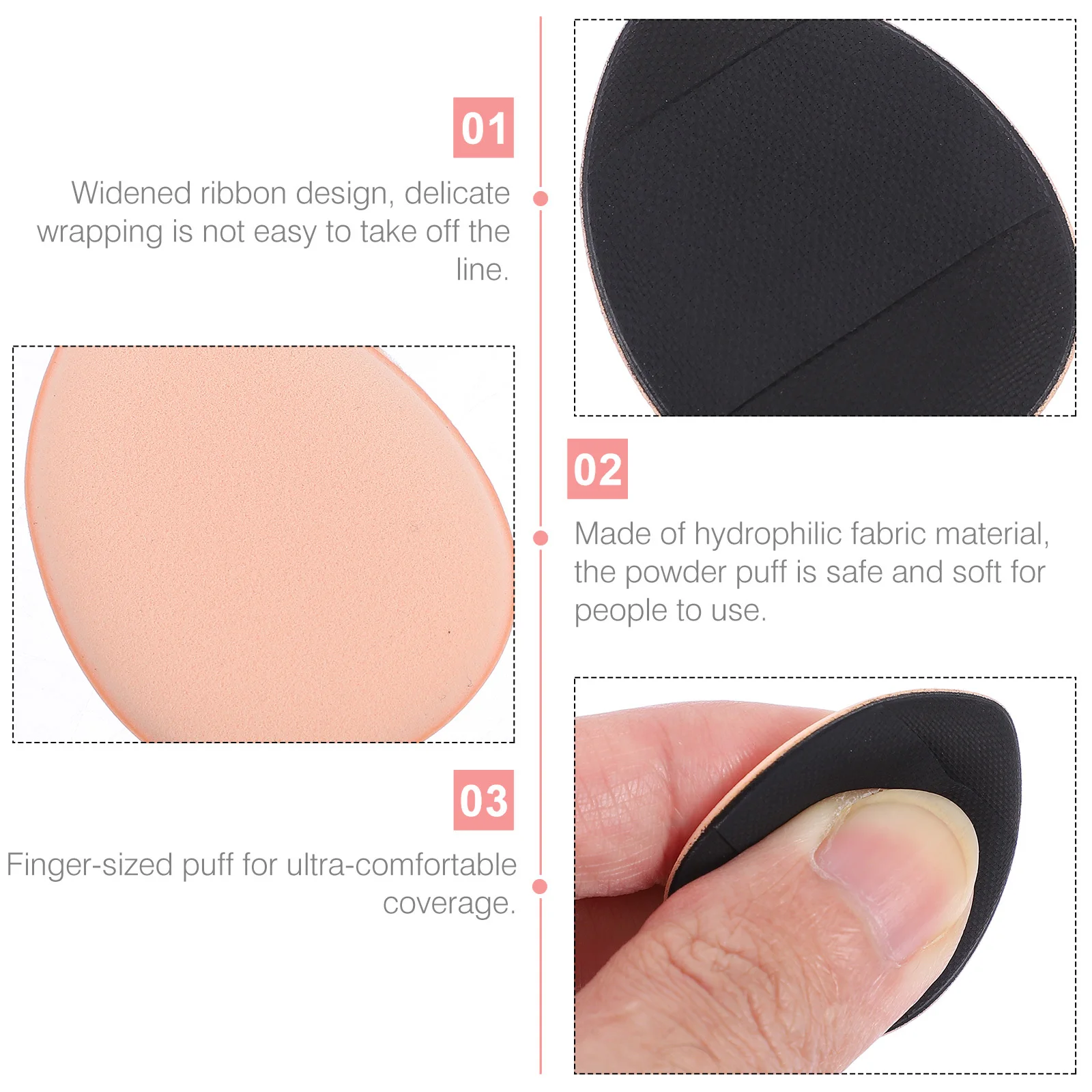 พัฟแต่งหน้าขนาดเล็ก 20 ชิ้น พัฟฟองน้ำสำหรับแต่งหน้า พัฟแป้งพัฟแบบพกพา พร้อมสายรัดสำหรับคอนซีลเลอร์ ปกปิดรูขุมขน