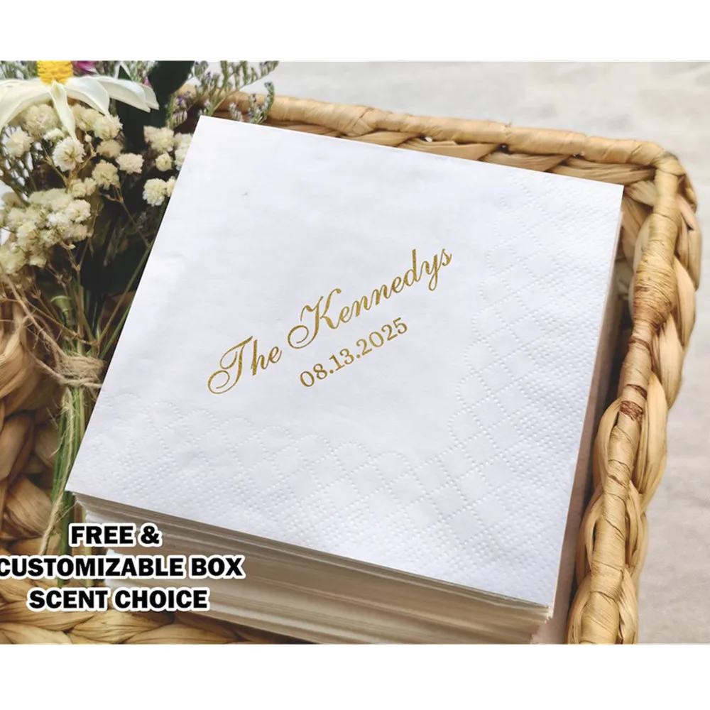 

50PCS Custom Napkins/Personalized Wedding Napkins/Custom Wedding Decor/Personalized Paper Napkins for Engagement, Anniversary Pa