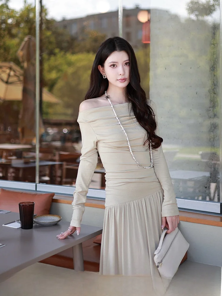 

Ele High Waist A-Line Skirt for Women French Sle Casual Faion Viscose Cotton Nylon Blend Long Skirts