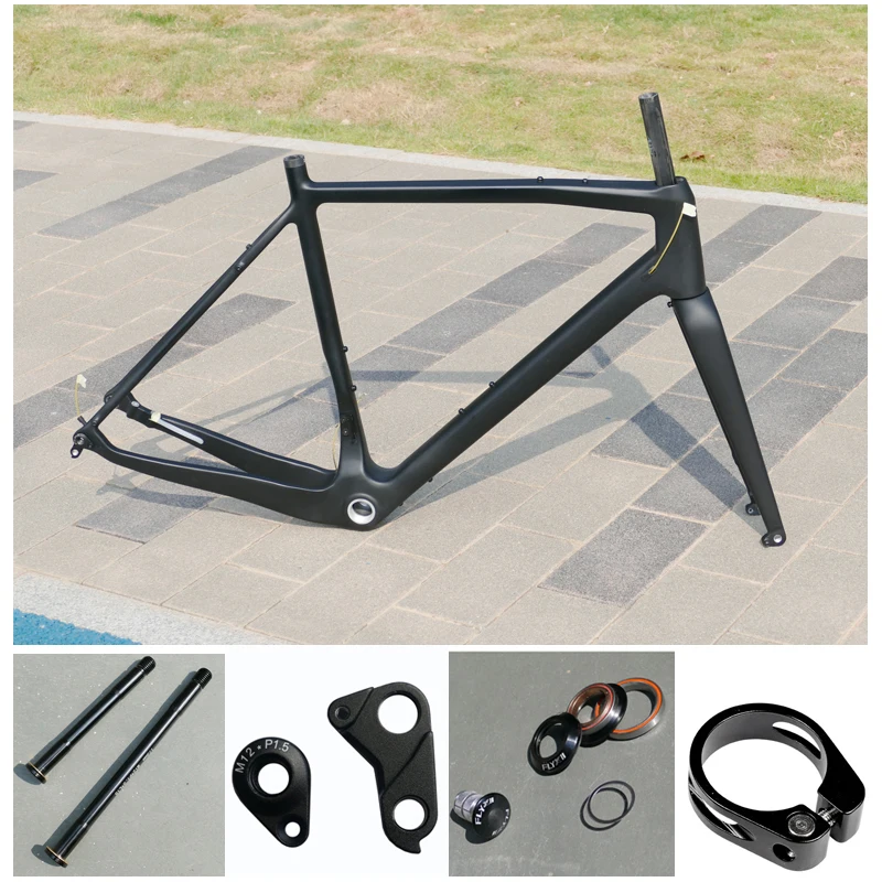 

Совершенно новая полностью карбоновая гравийная велосипедная рама + вилка + гарнитура + зажим для сиденья 31,8 мм + 2 * оси