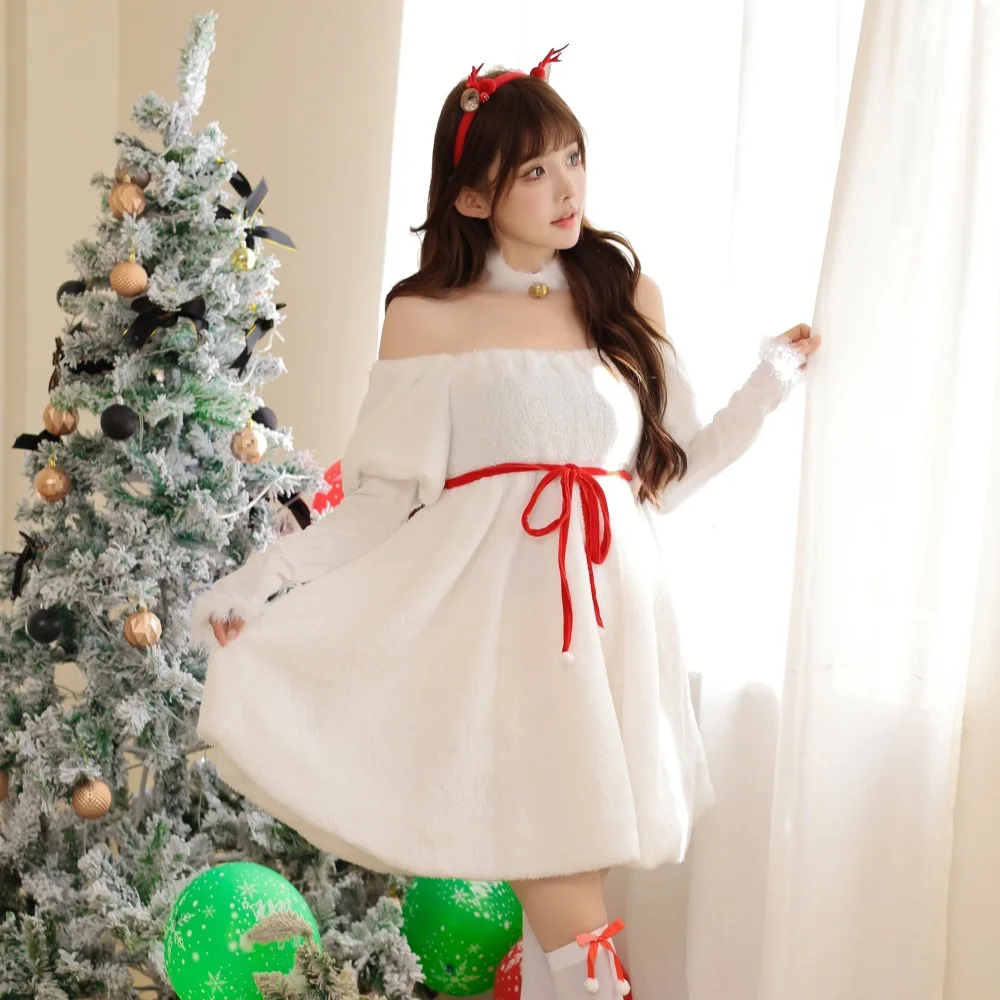 

Christmas New White Snowman Barbie Christmas Dress Cosplay Sweet Style Christmas Snow Elf Christmas Costumes